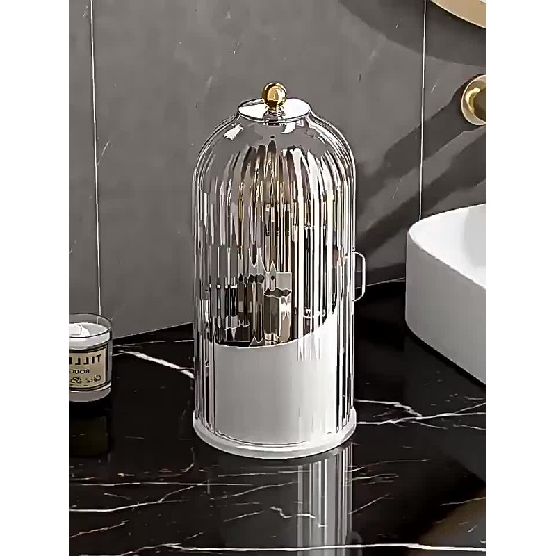 LuxeSilk Rotating Makeup Brush Holder – Makeup Organizer with Lid,