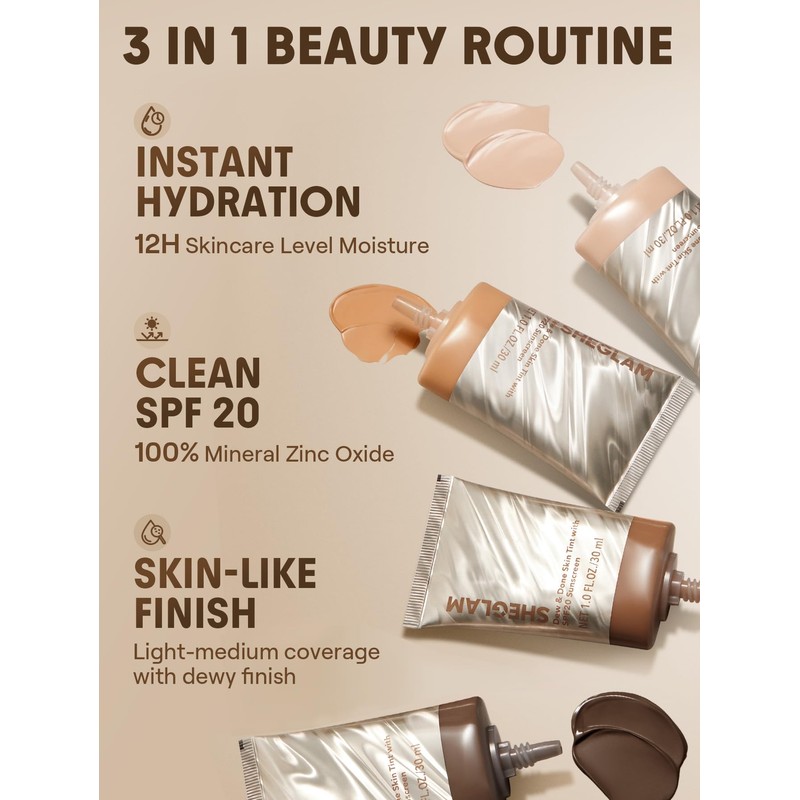 SHEGLAM Dew & Done Skin Tint with SPF20 Light-medium Coverage