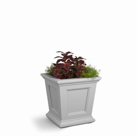 Mayne Fairfield 16in Square Planter - White - Durable Self Watering Resin Planter (5887-W)