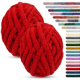 LEREATI 2 Strands Arm Knitting Wool for Blanket Knitting 2 cm x 25.6 m Chenille Wool for Crocheting 226 g Hand Knitting Yarn Chunky Yarn Tubular Yarn, Thick Wool for Hand Knitting Blankets, Bag, Pet