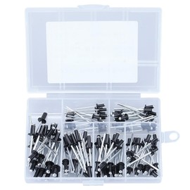 Glvaner Blind Rivet Rivet Tool, Blind Rivet, Set of 120, Black Pop Rivet, Aluminum, M2.4, M3.0, M3.2, M4, Durable, Rust Resistant, Pressure Resistant Storage Case