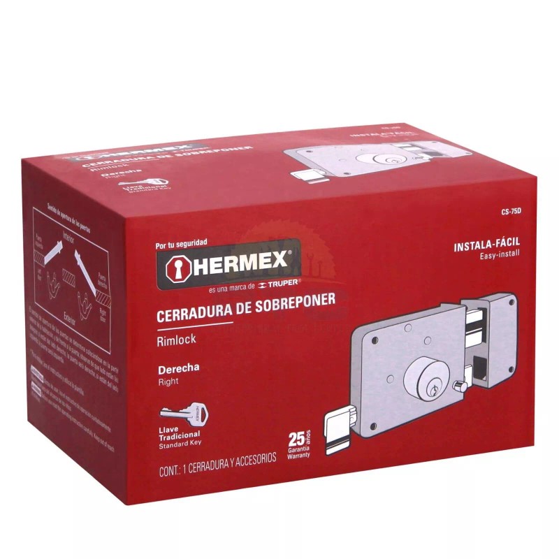 Hermex CS-75D Rim lock der install-easy, traditional, box