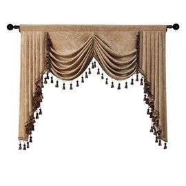 ELKCA Thick Chenille Curtains Valance for Living Room Coffee Waterfall Valance for Bedroom, Rod Pocket (Coffee, W59 Inch, 1 Panel)