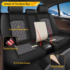 JIAMAOXIN Seat Covers for Volkswagen Passat 1999-2023, 5 Seat Full Set Faux Leather Car Seat Covers Cushion Black & Grey
