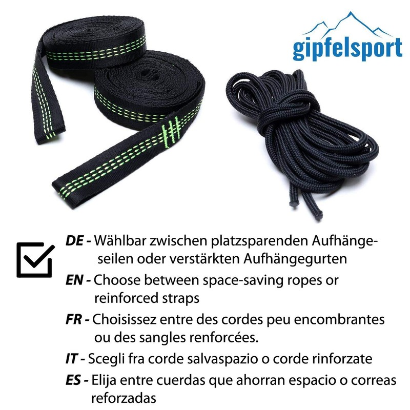 gipfelsport Ultraleicht Hängematte grau/rot Seile