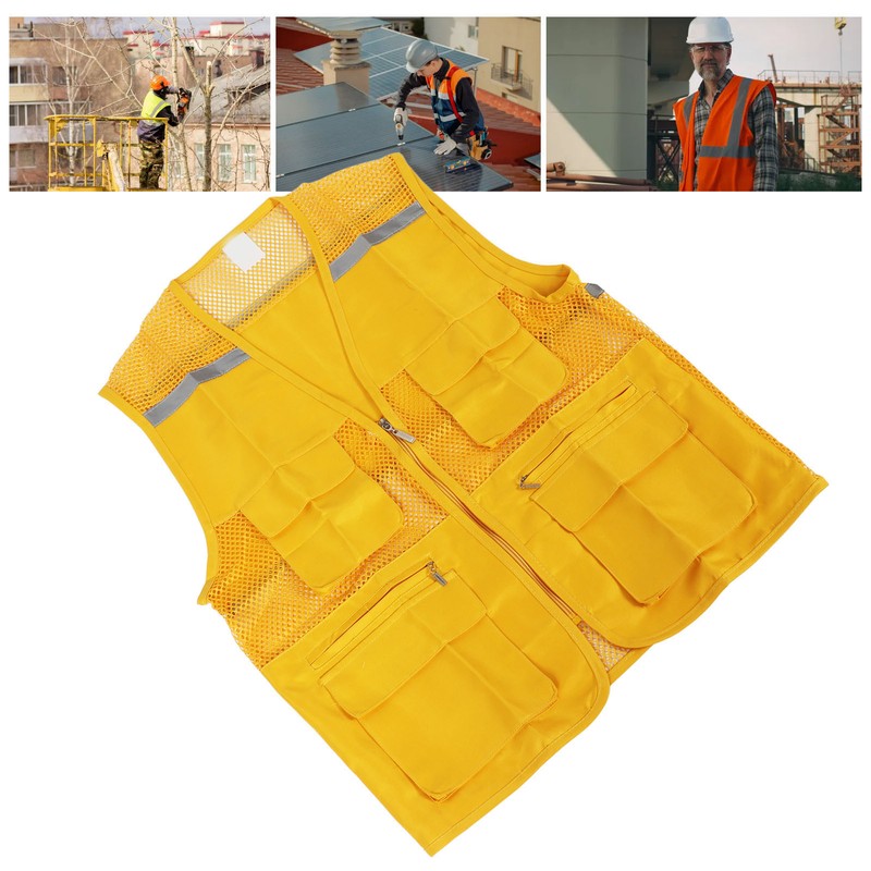 Volunteer Vest for Event Work Clothes with Multi Pockets Yellow