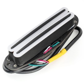 Musiclily Pro ST-DPHA Alnico 5 Hot Rails Humbucker Pickup Single Coil Format Pickup 13.3K Super Distortion for Strat Style Electric Guitar, White Body Black Rail