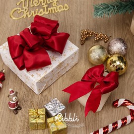 Ribbli Red Double Faced Satin Wired Ribbon 2.5 Inch Christmas Ribbon for Gift Wrapping Wreaths Garland Tree Decoration Crafts Home Decor-Continous 10 Yards