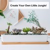 SWONVI 11.1 inch Long Rectangle White Ceramic Succulent Planter Pots/Mini