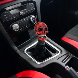 Arenbel Skull Shifter Knobs Racing Gear Stick Replacement Skeleton Shift Lever Handle Fit Most Manual Auto Cars, Red