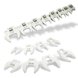 SABLUE 8-Piece Crowfoot Wrench Set (SAE/Inch) Crows Foot, Ideal for Tight Automotive Repair Spaces S0047, Silver