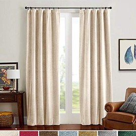 Velvet Curtain Panels Beige Thermal Insulated Rod Pocket Super Soft Luxury Drapes Home Decor for Bedroom Window Curtains Rod Pocket 2 Panels 84 Inches