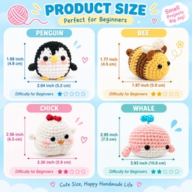 Animal Crochet Kit for Beginners – DIY Starter Set with Yarn, Crochet Hook & Step-by-Step Instructions for Crafting
