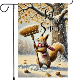 Let It Snow Garden Flag 12x18inch The Nut Squirrel winter Garden Flags Yard Porch House Flag Double-Side For Home Outdoor Yard Patio Lawn Decor, Garden Decorations