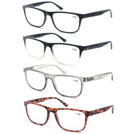 OLOMEE-Gafas de lectura 4.5 de gran tamaño, grandes y cuadradas, para hombres, 4 unidades, cómodas, ligeras, con bisagra de resorte flexible