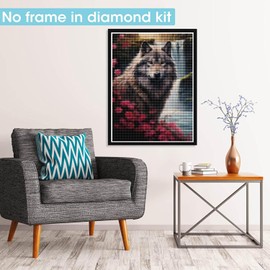 Pavemlo Diamond Painting Kits Waterfall Wolf, DIY 5D Diamond Embroidery Painting Kits Animal, Full Drill Crystal Set, Rhinestone Embroidery Pictures, DIY Diamond Painting for House Wall Decoration, 30