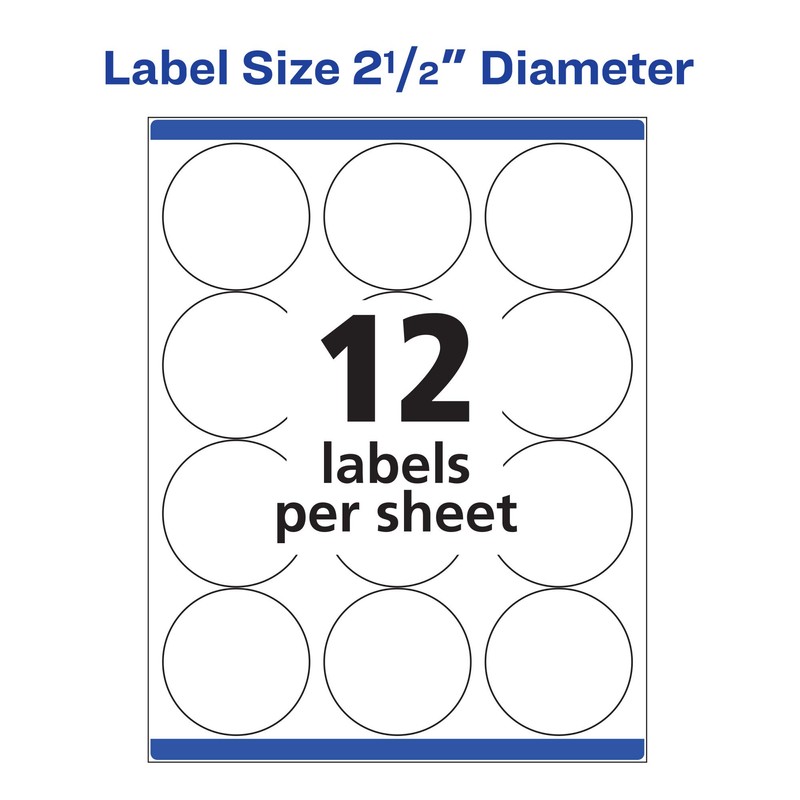 Avery High Visibility Printable Round Labels with Sure Feed, 2.5"