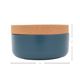 Ceramic and Cork Large Breathable Produce Bowl with Lid to Naturally Extend Produce Freshness, Natural Cork and Teal Ceramic