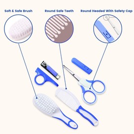 SYGA 6 Pcs Health Care Kit for Newborn Baby Kids Nail Hair Grooming Brush - Blue