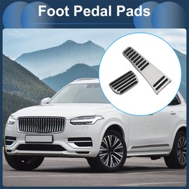 Partuto 2 Pcs Automatic Foot Pedal Pads Foot Accelerator Pedal Covers for Volvo XC90 2018-2021 Stainless Steel Silver Tone
