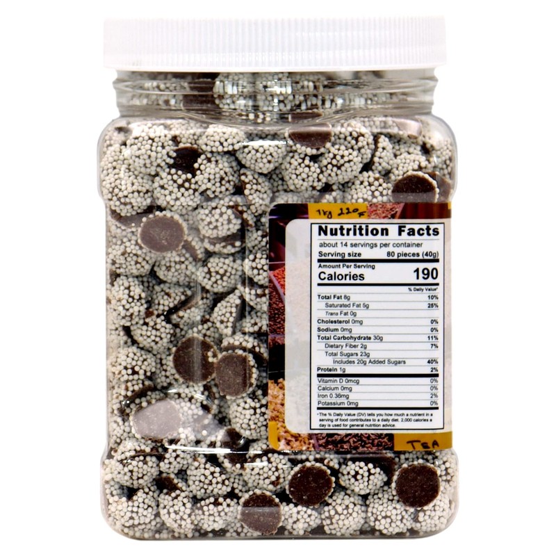 Chocolate Nonpareils - 1.25 Lb (20 Oz) Tub (Mini Dark