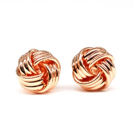 M&T 2015 14K Rose Gold Plated Stud Earring, Stainless Steel A Pair with Gift Box, Twist Stud Earrings RE09