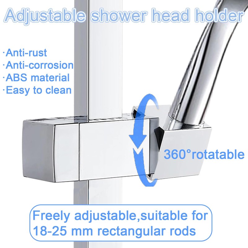 Shower Holder,Shower Head Holder,360° Angle Adjustable Square Shower Holder Bracket