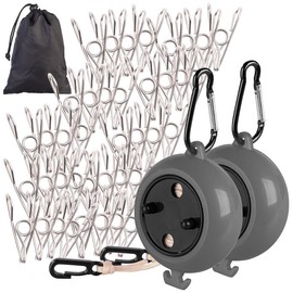 PEARL Hotel Clothesline: Set of 2 Retractable Clothesline with Crank, 20 Clothespins, 10m (Retractable Clothesline, Telescope)