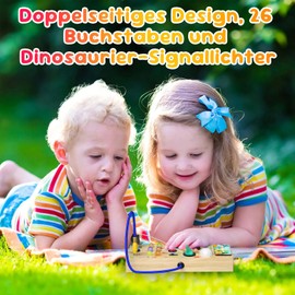 Nauotk Busy Board Montessori Toy for Babies from 1 2 3 Years, Motor Skills Toy with 15 LEDs, Wooden Toy, Sensory Toy, Educational Toy for Toddlers, Gift Boys and Girls from 2 3 4 Years