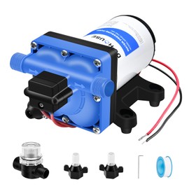 DC HOUSE 42 Series RV Water Pump Replacement Quiet 12V 3.5GPM 55PSI, 12 Volt Water Diaphragm Pressure Pump Self Priming with Bypass for Reduced Cycling Transfer Fresh Salt Liquid Yacht Trailer Truck