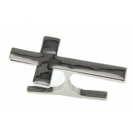 4031069 Christian Cross 2 Two Finger Ring Polished Silver Tone Double