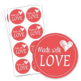 easydruck24de 48 Stickers Made with Love Red I Mit Love Homemade I Diameter 4 cm I Jam Stickers Gift Bags Cookie Bags I dv_591