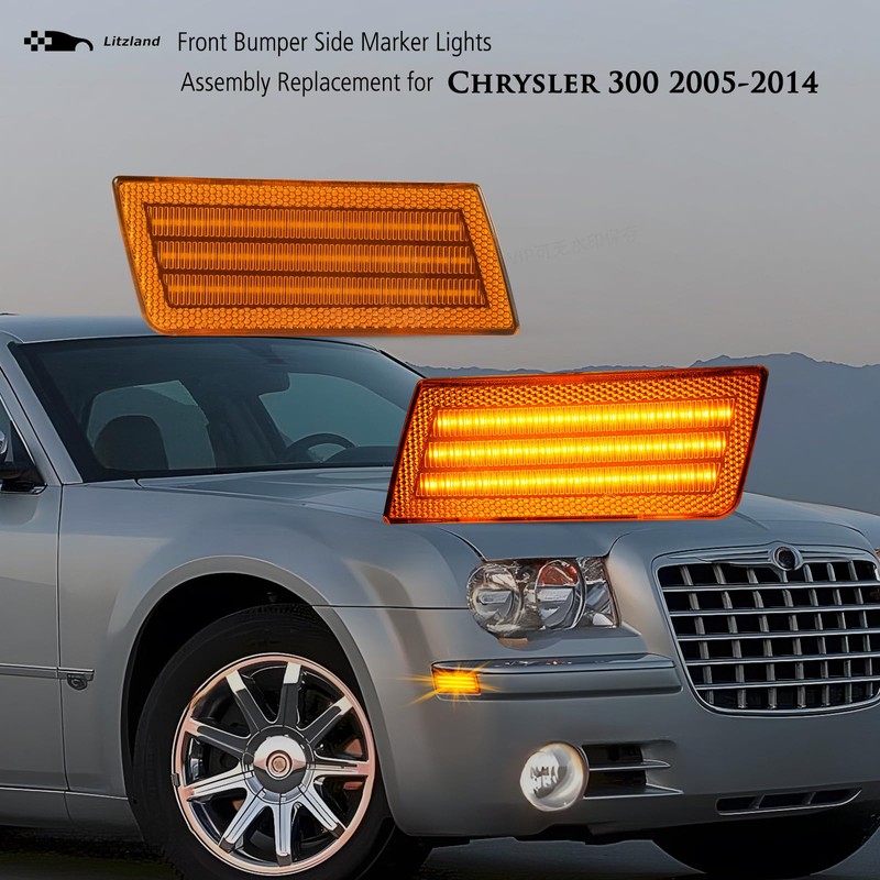 litzland LED Side Marker Lights Compatible With 2005-2014 Chrysler 300/300C