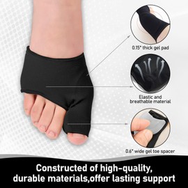 Liameph 2 Pairs Bunion Corrector Big Toe Straightener,Big Toe Straightener Toe Separators for Bunions Bunion Corrector for Women with Built-In Gel Pad (One Size,Black)