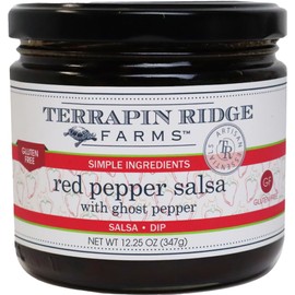 Terrapin Ridge Farms Red Pepper Salsa with Ghost Pepper – Sweet & Smoky Gourmet Dip and Glaze – Gluten Free, 12.25 oz Jar