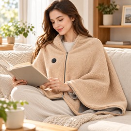 USB Heated Blanket Shawl for Home and Office – 3 Adjustable Heat Settings and Soft Wearable Design for Everyday Comfort