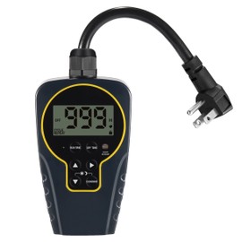 Techbee 1 s to 999 h Short/Long On-Off Interval Repeat Cycle Timer Plug Outlet with Countdown and Light Sensor, Waterproof for Outdoor (15A 1HP)