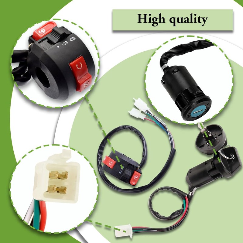 3 Function Left Starter Switch Assembly+4 Wires Ignition Switch Key