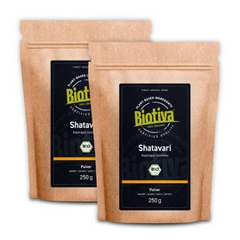 Shatavari Powder Organic 500 g (2 x 250 g) | Indian Asparagus | Asparagus Racemosu | Ayurveda | Bottled and Certified in Germany | Biotiva
