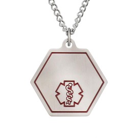 American Medical ID – Classic Alert Necklace With Stainless Steel Hexagon Identification Tag. Select 18, 20, 24 or 27 inch length. Alerts EMS To Medical Conditions, Allergies, Emergency Contacts.