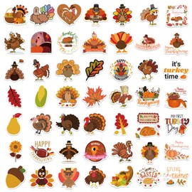 100 Pcs Thanksgiving Stickers - 2022 Thanksgiving Stickers Decorations Cute Vinyl Waterproof Christmas Stickers Turkey Holiday Decor Sticker Holiday Gifts for Kids and Teens