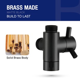 PDPBath Brass 3 Way Shower Arm Diverter Valve for Handheld Shower Head and Fixed Shower Head, G1/2 Universal Connection - Matte Black