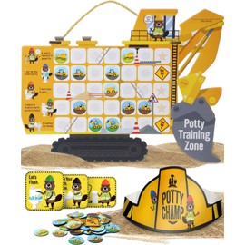 Potty Training Chart with 35 Stickers, 3 Reminder Stickers and Crown for Toddlers Boys and Girls - Potty Training Rewards for Kids - Tractor