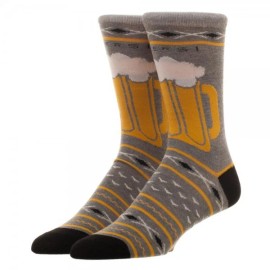 Bioworld Cheers Beer Mug Crew Socks Drinking - Drink Party 1 Pair Gift Novelty Gray