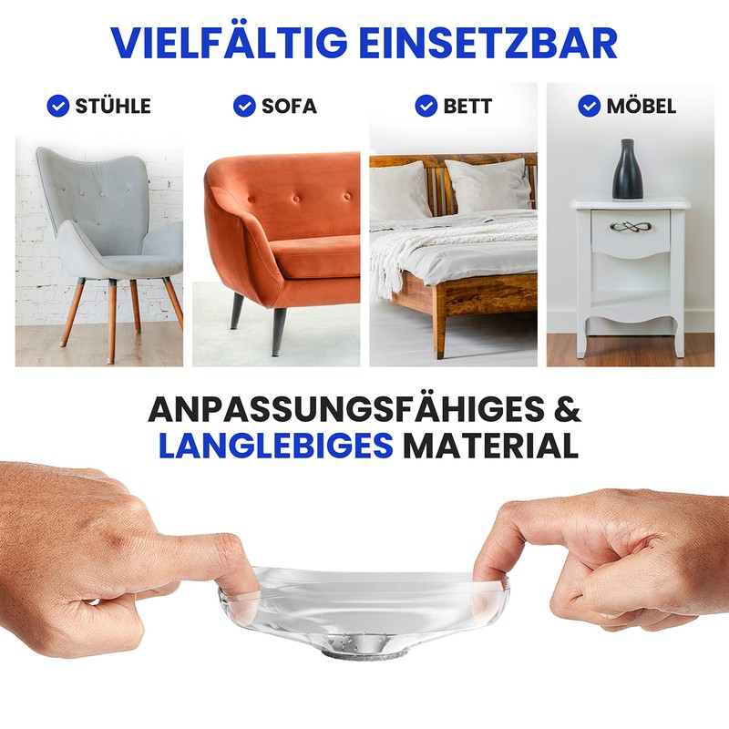 MÖBELHELD® Chair Leg Caps - [100% Transparent] Pack of 32
