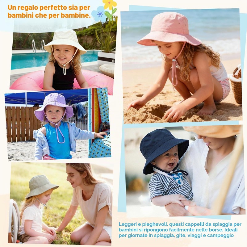 Xnova Cappello da Pescatore Sole per Bambini Ragazze Regolabile Secchio