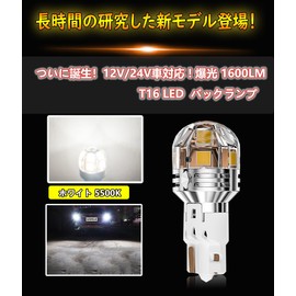 WENLE T16 Led Back Lamp, Compatible with D12V/24V Cars (Trucks), White, 5500K, Non-Polarity, High Brightness, Made in Japan, LED Elements, 2 Pieces Left and Right