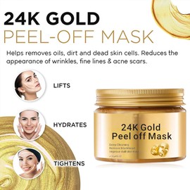 Gold Peel Off Mask, Anti-Wrinkle Anti-Ageing Face Mask, 24k Golden Collagen Face Tear Off Mask, Skin Firming & Rejuvenating for Radiant Face Masks, Korean Cosmetics, 120 ml