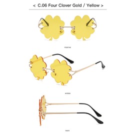 YAMEIZE St. Patrick’s Day Irish Sunglasses - Green Four Leaf Leprechaun Costume Metal Frame Eyeglasses for Women Men