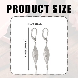 Silver Twist Drop Earrings for Women, Stylish Spiral Leverback Twisted Dangle Earrings Trendy Statement Jewelry for Women